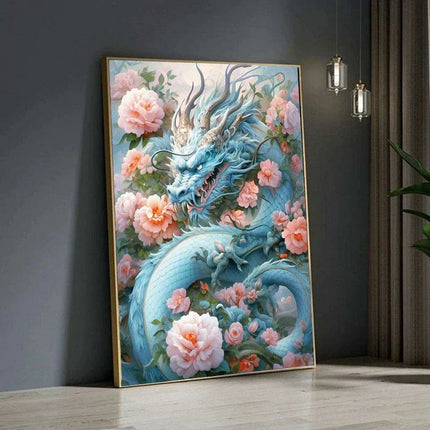 Chinese Dragon Blossom 5D Diamond Art DIY Craft Kit - Complete Embroidery Set with Bonus Square Drills for Stunning Home Decor - Très Elite