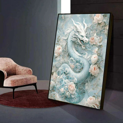 Chinese Dragon Blossom 5D Diamond Art DIY Craft Kit - Complete Embroidery Set with Bonus Square Drills for Stunning Home Decor - Très Elite