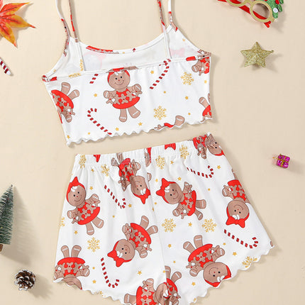 Christmas Cute Snowflake Print Two Piece Loungewear Set - Très Elite