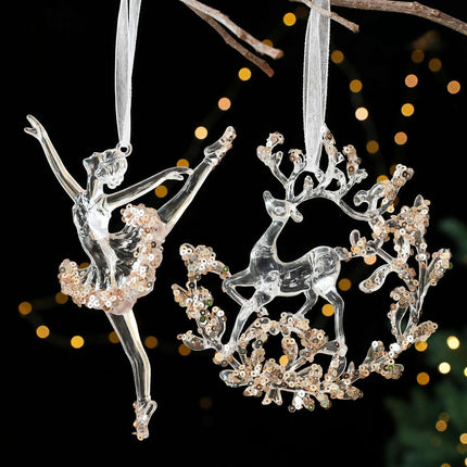 Christmas Decorations Sequined Acrylic Pendant - Très Elite
