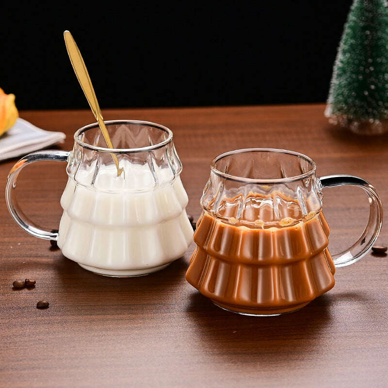 Christmas Glass Coffee Ice Transparent Mug With Handle - Très Elite