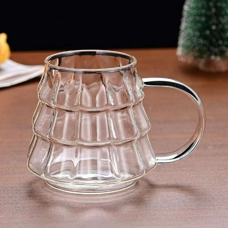 Christmas Glass Coffee Ice Transparent Mug With Handle - Très Elite