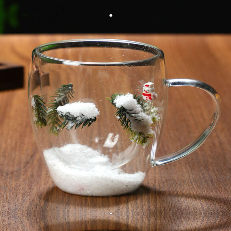Christmas High Borosilicate Heat-resistant Double Layer Glass Cup - Très Elite