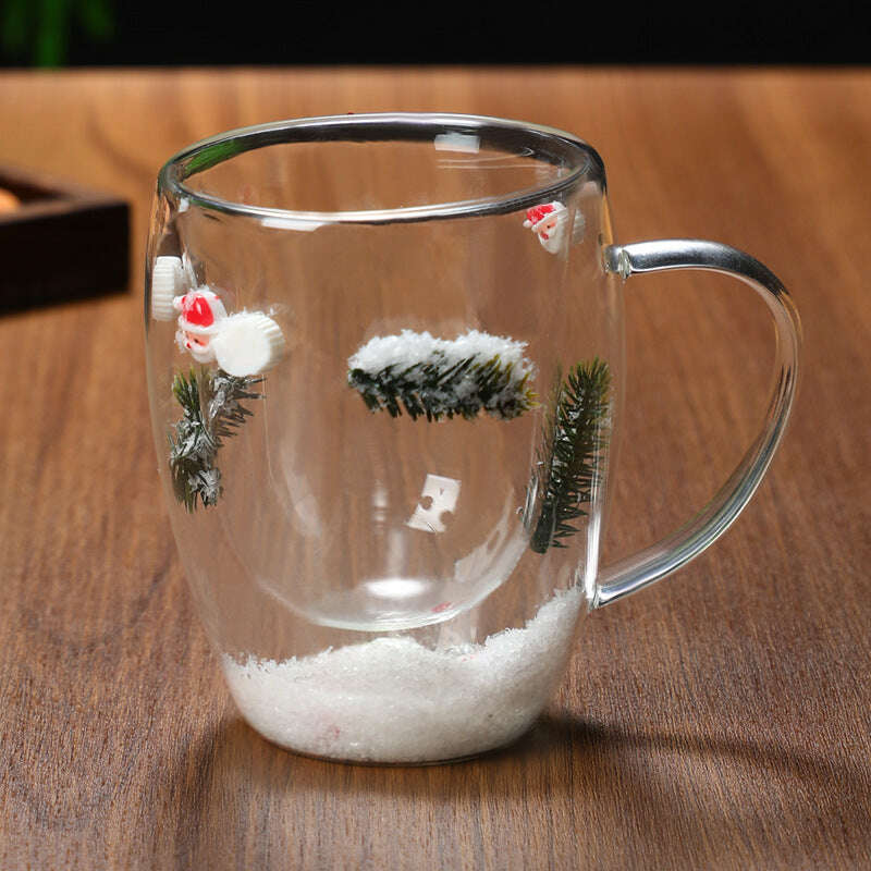Christmas High Borosilicate Heat-resistant Double Layer Glass Cup - Très Elite