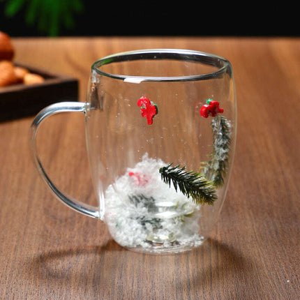 Christmas High Borosilicate Heat-resistant Double Layer Glass Cup - Très Elite