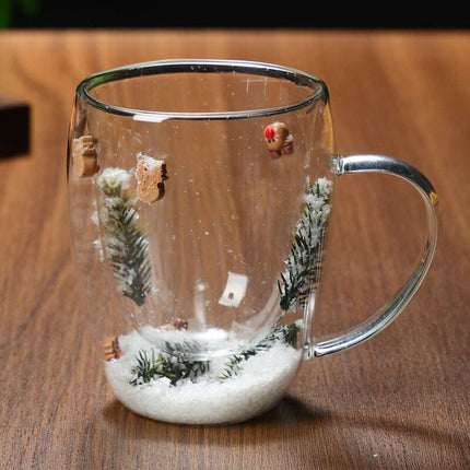 Christmas High Borosilicate Heat-resistant Double Layer Glass Cup - Très Elite