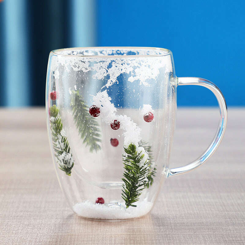 Christmas High Borosilicate Heat-resistant Double Layer Glass Cup - Très Elite