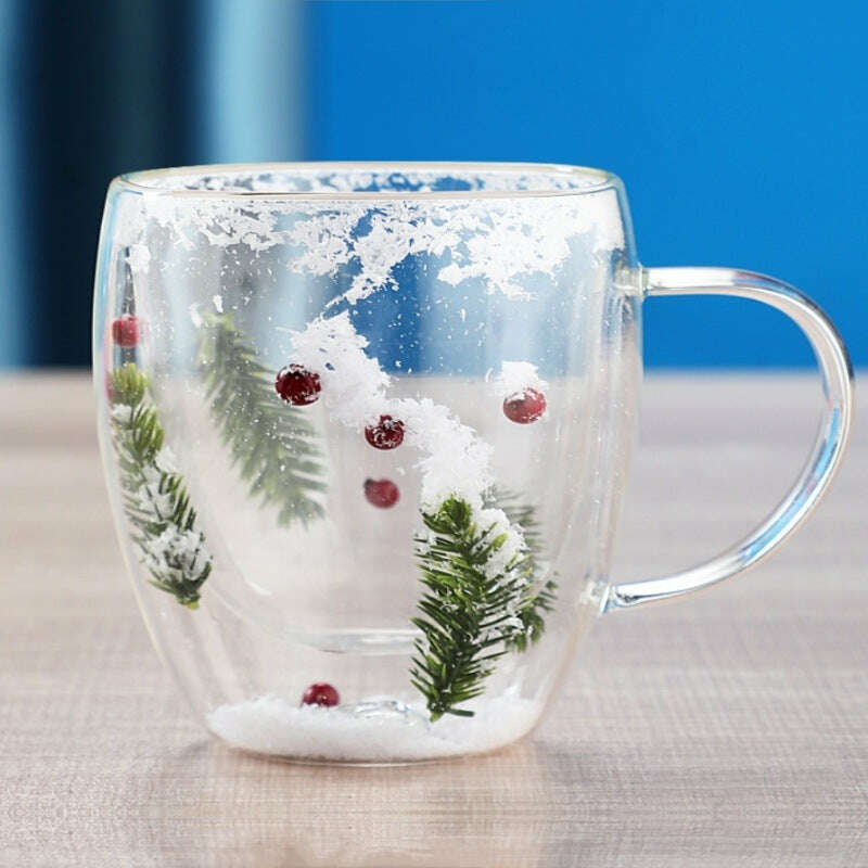 Christmas High Borosilicate Heat-resistant Double Layer Glass Cup - Très Elite
