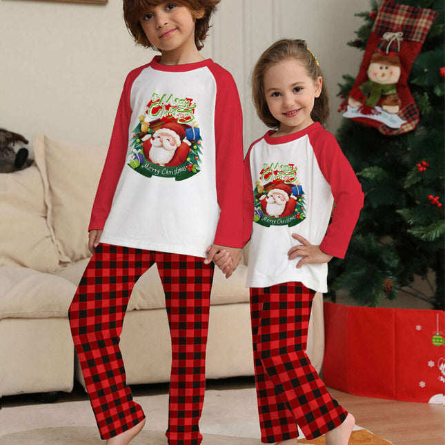Christmas Parent-Child Clothes Set Long Sleeve T-Shirt Plaid Pants Family Matching Pajamas - Très Elite