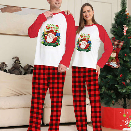 Christmas Parent-Child Clothes Set Long Sleeve T-Shirt Plaid Pants Family Matching Pajamas - Très Elite