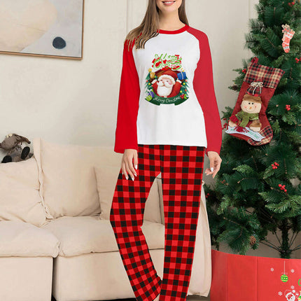 Christmas Parent-Child Clothes Set Long Sleeve T-Shirt Plaid Pants Family Matching Pajamas - Très Elite