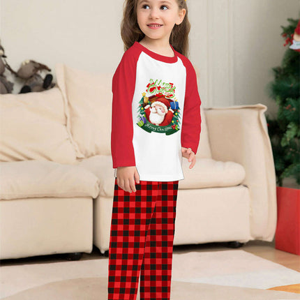 Christmas Parent-Child Clothes Set Long Sleeve T-Shirt Plaid Pants Family Matching Pajamas - Très Elite