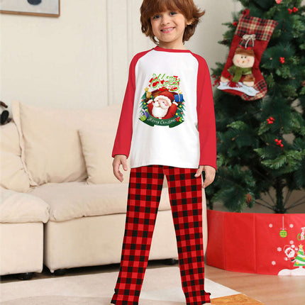 Christmas Parent-Child Clothes Set Long Sleeve T-Shirt Plaid Pants Family Matching Pajamas - Très Elite