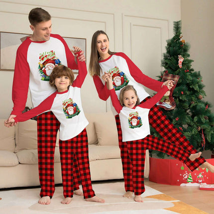 Christmas Parent-Child Clothes Set Long Sleeve T-Shirt Plaid Pants Family Matching Pajamas - Très Elite