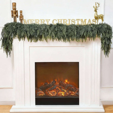 Christmas Pine Needle Garland Soft Rubber Feel Norfolk Pine Cypress Rattan - Très Elite