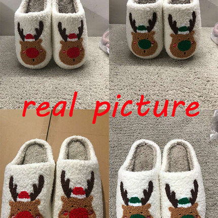 Christmas Shoes Winter Home Slippers Elk Soft Cozy Bedroom Slipper Slip On House Shoes - Très Elite