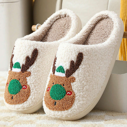 Christmas Shoes Winter Home Slippers Elk Soft Cozy Bedroom Slipper Slip On House Shoes..