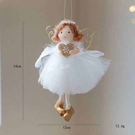 Christmas White Tulle Skirt Golden Wings Angel Girl Pendant- Très Elite- Très Elite