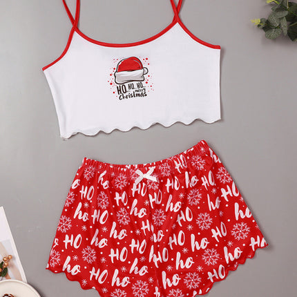 Christmas letter elk Christmas hat print sleeveless shorts simple casual two-piece home clothes. Loungewear christmas-letter-elk-christmas-hat-print-sleeveless-shorts-simple-casual-two-piece-home-clothes Clothing, Shoes & Accessories›Women›Clothing›Lingerie, Sleep & Lounge›Sleep & Lounge›Pajama Sets