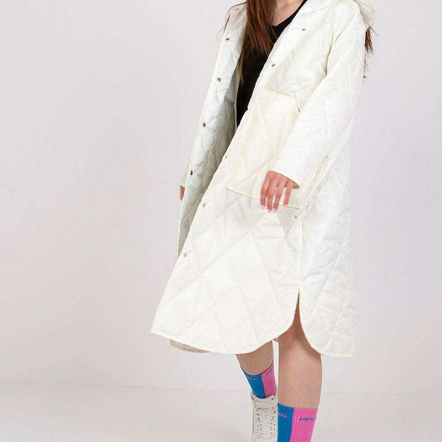 City Chic Quilted Hooded Coat Lightweight Polyester
