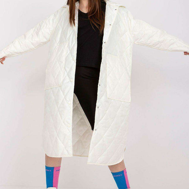 City Chic Quilted Hooded Coat Lightweight Polyester