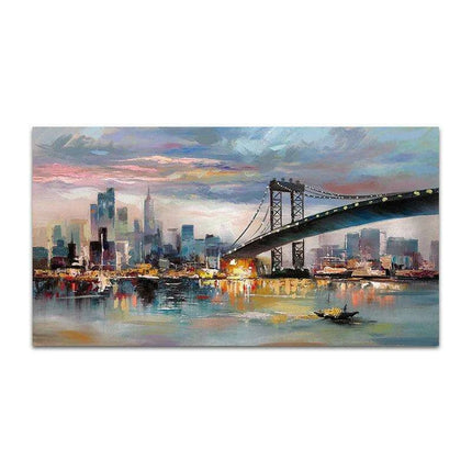 City Serenity: Contemporary Urban Oil Painting for Modern Spaces - Très Elite