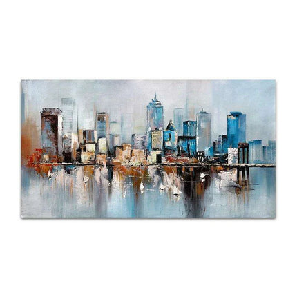 City Serenity: Contemporary Urban Oil Painting for Modern Spaces - Très Elite
