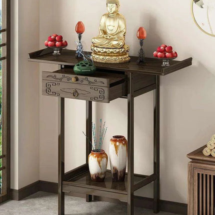 Classic Bamboo Entryway Table with Storage Drawer - Timeless Home Accent Furniture - Très Elite