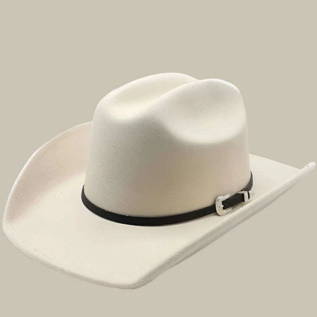 Classic Cowboy Felt Fedora with Elegant Black Band - Unisex Jazz Hat for Church and Casual Wear