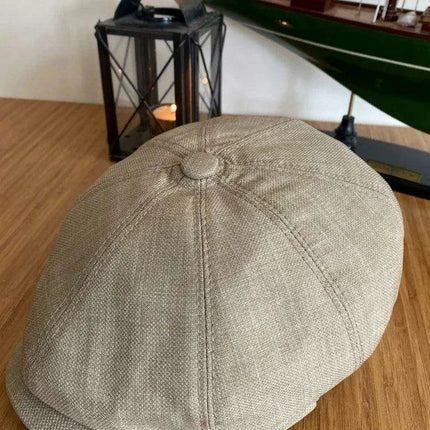 Classic Linen 8-Panel Baker Boy Cap for Unisex Fashion - Très Elite