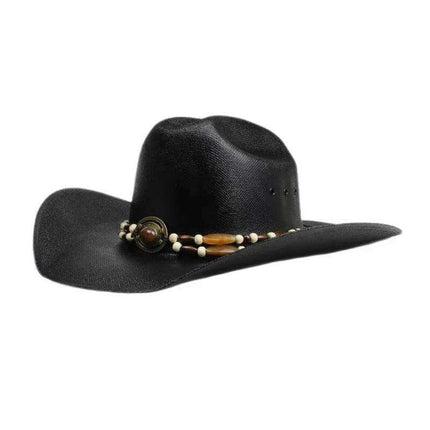 Classic Waterproof Cowboy Hat with Unique Cowhead Detail - Trendy Straw Sun Protection Accessory - Très Elite