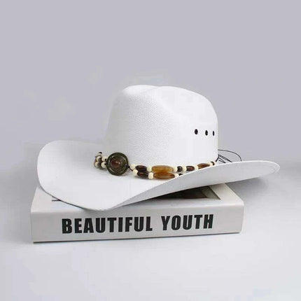Classic Waterproof Cowboy Hat with Unique Cowhead Detail - Trendy Straw Sun Protection Accessory - Très Elite