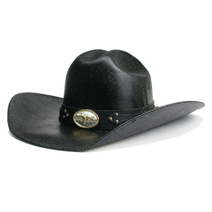 Classic Waterproof Cowboy Hat with Unique Cowhead Detail - Trendy Straw Sun Protection Accessory - Très Elite