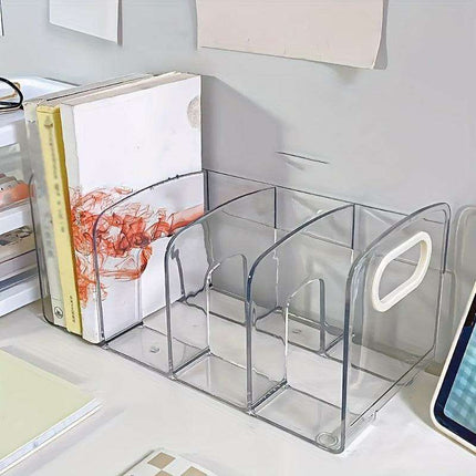 Clear Acrylic Desk Organizer: Chic Storage Solution for Documents & Books in Your Office - Très Elite