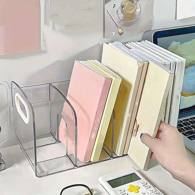 Clear Acrylic Desk Organizer: Chic Storage Solution for Documents & Books in Your Office