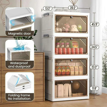 Clear-Front Stackable Storage Bins - 11.8 Gallon Foldable Space-Saving Set - Très Elite