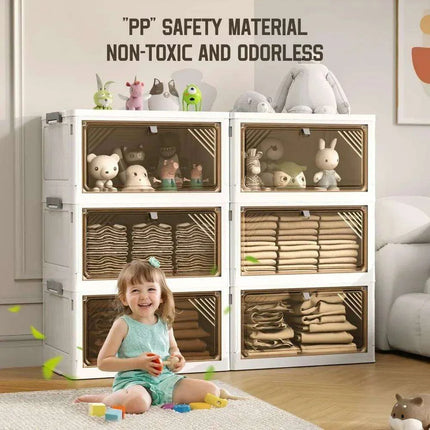 Clear-Front Stackable Storage Bins - 11.8 Gallon Foldable Space-Saving Set - Très Elite