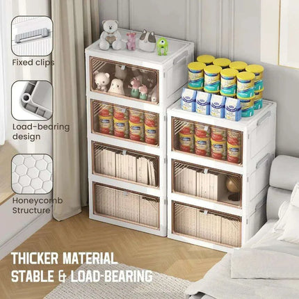 Clear-Front Stackable Storage Bins - 11.8 Gallon Foldable Space-Saving Set - Très Elite