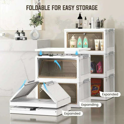 Clear-Front Stackable Storage Bins - 11.8 Gallon Foldable Space-Saving Set - Très Elite