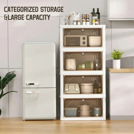 Clear-Front Stackable Storage Bins - 11.8 Gallon Foldable Space-Saving Set - Très Elite