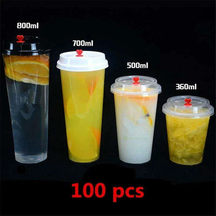 Clear Plastic Dessert Cups with Lids - 100-Count for Smoothies and Iced Beverages - Très Elite