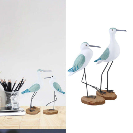 Coastal Bliss Wooden Seabird Figurine Set - Elegant Nautical Accents for Beachy Home Interiors - Très Elite