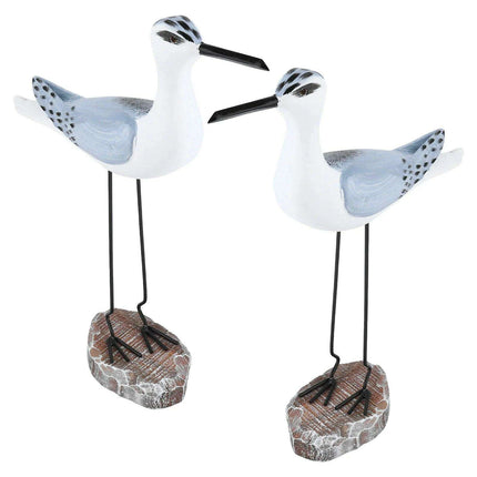 Coastal Bliss Wooden Seabird Figurine Set - Elegant Nautical Accents for Beachy Home Interiors - Très Elite