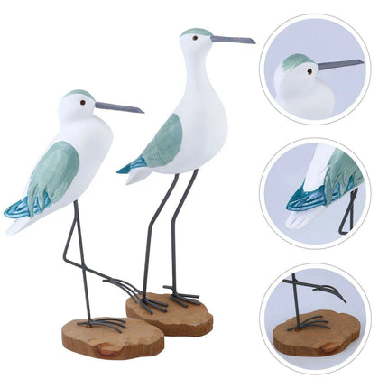 Coastal Bliss Wooden Seabird Figurine Set - Elegant Nautical Accents for Beachy Home Interiors - Très Elite