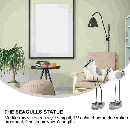 Coastal Bliss Wooden Seabird Figurine Set - Elegant Nautical Accents for Beachy Home Interiors - Très Elite