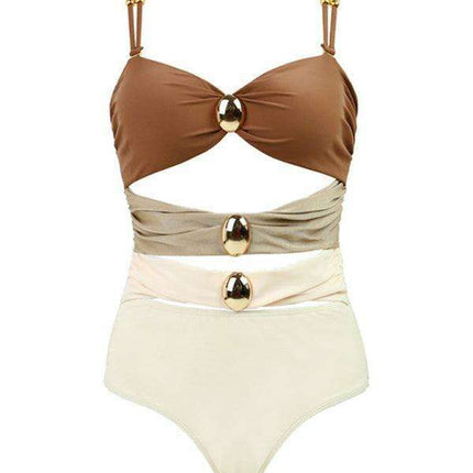 Coastal Chic Cut-Out Swimwear and Sarong Ensemble - Très Elite