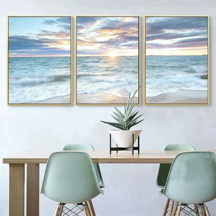 Coastal Serenity Sunrise Canvas Print - Ocean Waves Home Decor - Très Elite