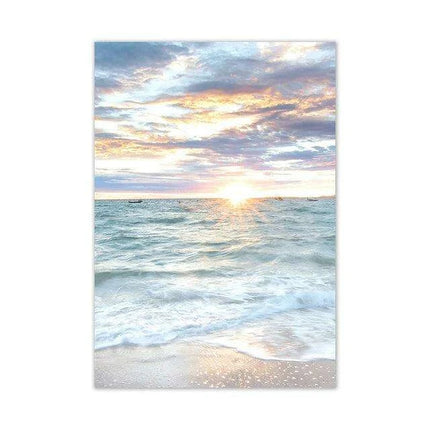 Coastal Serenity Sunrise Canvas Print - Ocean Waves Home Decor - Très Elite