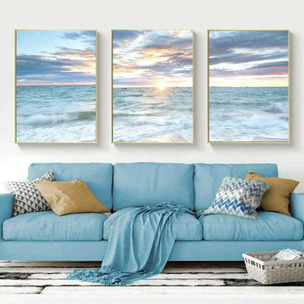 Coastal Serenity Sunrise Canvas Print - Ocean Waves Home Decor - Très Elite