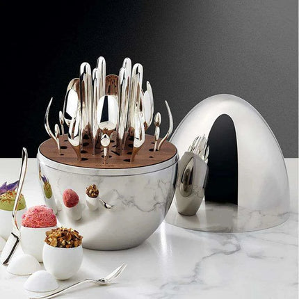 Coffee Silver Dessert Spoon and Fork set - Très Elite